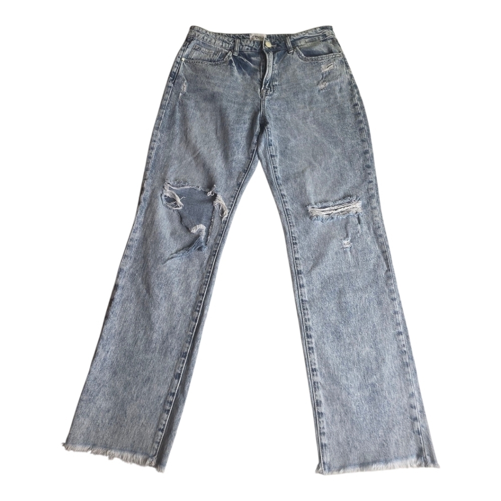 Insane Gene Distressed Straight Leg Raw Hem Jeans Size 7 / 27 Grunge Vibe